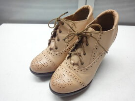 PAGEBOY/ページボーイ■L(24.0cm〜24.5cm)■レースアップ 編み上げブーティ アンクル丈 ショート ブーツ メダリオン■BEIGE/ベージュ■パンチングが施されたデザイン☆【中古】