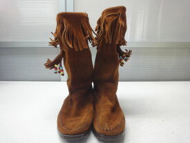 MINNETONKA/ミネトンカ◆レディース フリンジロングブーツ◆7/24.0cm◆1622【中古】