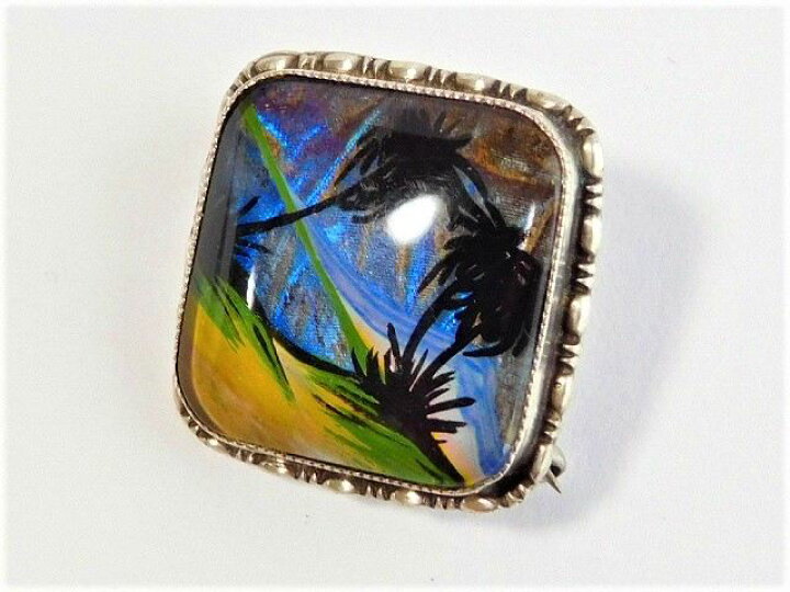 ファッション通販 英国製 アンティーク 19年代 アールデコ モルフォ蝶 バタフライウィング 純銀 ピン ブローチ 幻想的 風景画 Www Takemetotheriver Ca