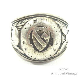 USA製 1950年代 ヴィンテージ 馬 重厚 スターリング シルバー製 メンズ カレッジ リング 指輪【24.5号】【N-20941】【中古】【送料無料】