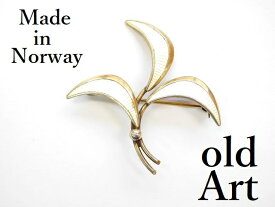 北欧 ノルウェー製 1960年代 Edel Metall 七宝焼 エナメル 装飾 シルバー 銀製 曲線美 植物 ブローチ【M-12714】【中古】【送料無料】