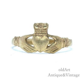 アイルランド製 伝統的な指輪 Claddagh Ring クラダリング ホールマーク 刻印【9金無垢 9CTゴールド】【8.8号】【M-15478】【中古】【送料無料】