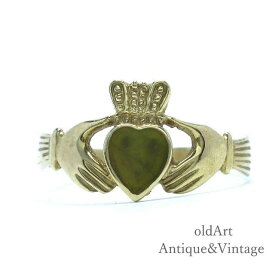 アイルランド製 SOLVAR社 伝統的な指輪 Claddagh Ring クラダリング コネマラ 大理石 ホールマーク 刻印【9金無垢 9CT ゴールド】【19号】【M-15511】【中古】【送料無料】