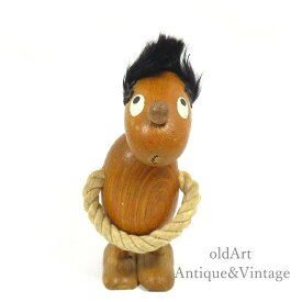 北欧 デンマーク製 1960-70年代 ヴィンテージ 木製 チーク ウッド ドール 人形 オブジェ 置物【N-22996】【中古】【送料無料】