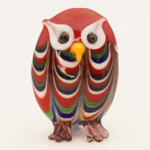 Millefiori Owl �~���t�B�I���A�[�g�V���[�Y �K���X�t�N���E�I�u�W�F ���b�h�}���`�J���[�i�񍂂�45×��30mm�j�C���e���A�u���A�M�t�g�A�R���N�V�����@�n���h���C�h�p�i