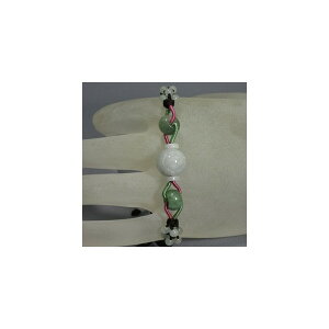 天然石翡翠 手作り彫刻福袋玉 アジアン結びブレスレット フリーサイズ 御守り石 パワーストーン 誕生石 母の日 プレゼント