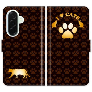 Galaxy A36 5G SC-54F SC54F 手帳型 ケース カバー 猫 肉球 猫柄 I LOVE CATS かわいい ギャラクシー スマートフォンケース 携帯