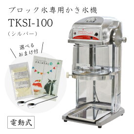 【送料無料】電動式ブロック氷専用かき氷機 TKSI-100S シルバー (選べるおまけ付き) /当社オリジナルモデル/スケルトン/通常保証プラス1年で計2年保証/池永鉄工/SWAN/スワン/業務用/日本製/国産/100V/ふわふわ/アイススライサー/氷削機/人気機種