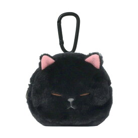 【ネコポス送料無料】　ぼうみたいなねこ　カラビナ付きミニポーチ　（くろぼう）