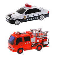 【送料無料】　【2点セット】サウンドクラウンパトカー&サウンドポンプ消防車