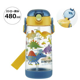 【送料無料】　水筒 ディノサウルス ピクチャー 480ml クリアボトル ストロー付き 子供用 男の子 PDSH5