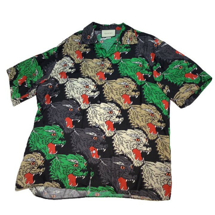 楽天市場】グッチ GUCCI シルクシャツ 526276 18AW サイズ:50 マルチ 