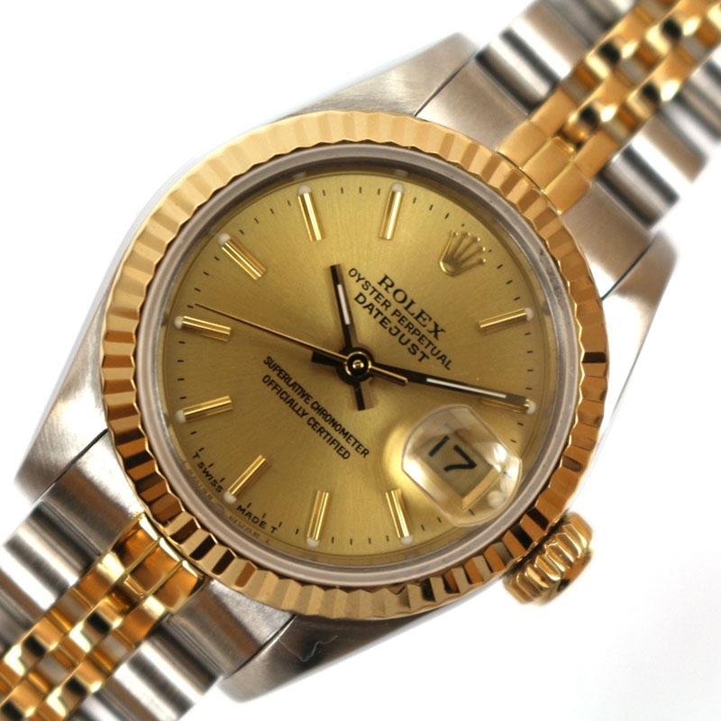 ロレックス 腕時計 レディース 上質で快適 送料無料 ROLEX 新着 デイトジャスト 自動巻き 98番 シャンパン 69173 中古