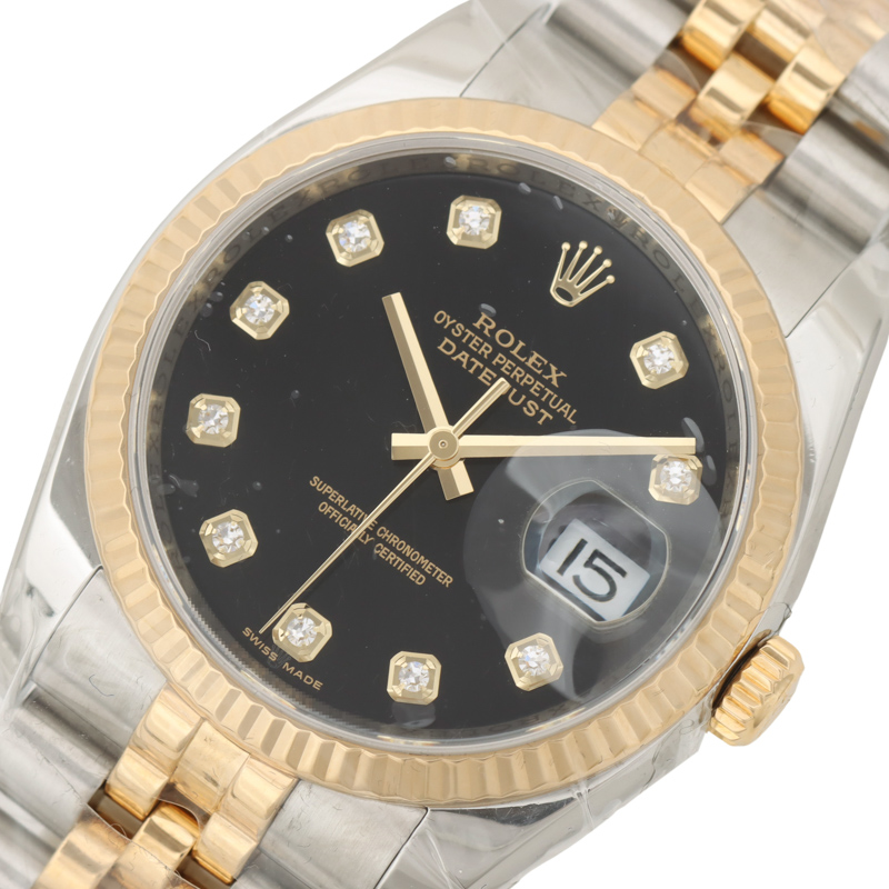 ロレックス ROLEX デイトジャスト36/Ｙ番 116233G ブラック 自動巻き メンズ 腕時計【中古】 メンズ腕時計