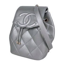 シャネル CHANEL マトラッセ ミニリュック ラムスキン シルバー ゴールド金具 バックパック デイパック レディース【中古】