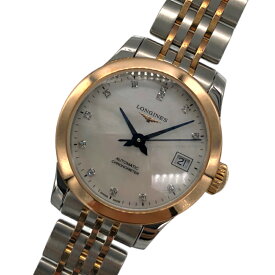 ロンジン LONGINES レコード ホワイトシェル L2.320.5.87.7 ホワイト K18PG/SS レディース 腕時計【中古】