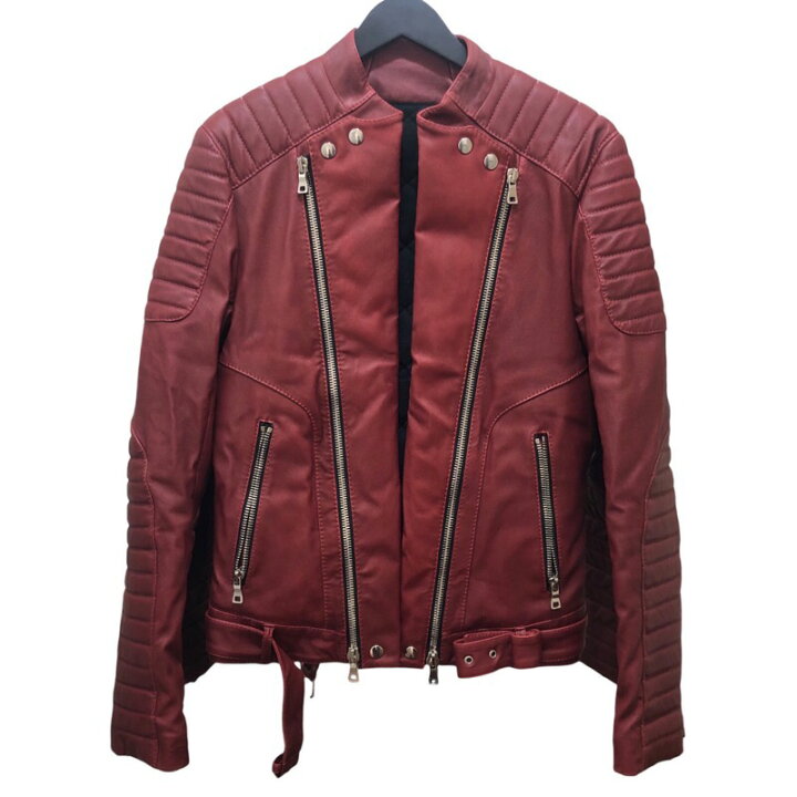 楽天市場】バルマン BALMAIN レザージャケット レッド レザー メンズ  