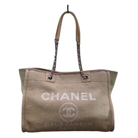 シャネル CHANEL ドーヴィルMM ベージュ ミックスファイバー レディース トートバッグ【中古】