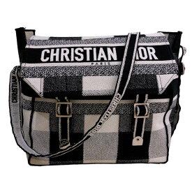 クリスチャン・ディオール Christian Dior 　メッセンジャーバッグ ブラック/ホワイト キャンバス メンズ メッセンジャーバッグ【中古】