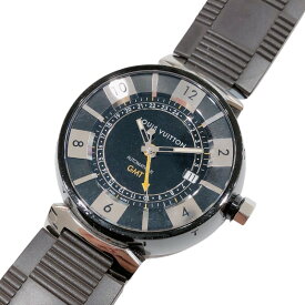 ルイ・ヴィトン LOUIS VUITTON タンブール インブラックGMT Q113K ステンレススチール SS メンズ 腕時計【中古】