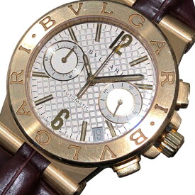 ブルガリ BVLGARI ディアゴノ クロノグラフ DG35GCH シルバー K18YG メンズ 腕時計【中古】