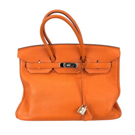 エルメス HERMES バーキン35 ▢N刻 オレンジ シルバー金具 トゴ レディース ハンドバッグ【中古】