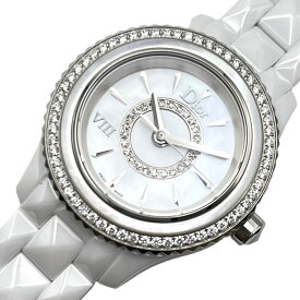 クリスチャン・ディオール Christian Dior VIII　ディオール8　オンユイット　ホワイトシェル CD1221E6C001 セラミック レディース 腕時計【中古】