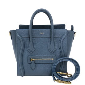 セリーヌ CELINE ラゲージナノ ネイビー ドラムドカーフ レディース ハンドバッグ【中古】