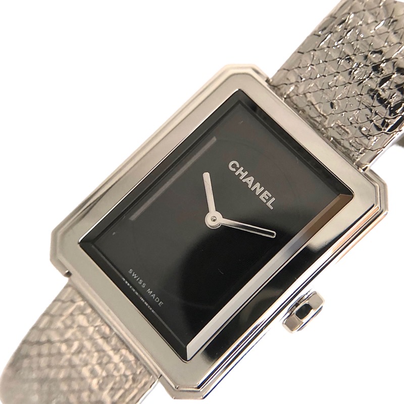 シャネル CHANEL ボーイフレンドツイード H4876 ブラック ステンレススチール レディース 腕時計【中古】：OKURA（おお蔵）店