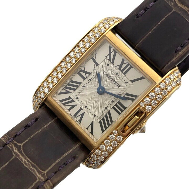 カルティエ Cartier タンク アングレーズ SM WJTA0007 K18PG/レザー  