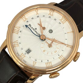 ブランパン BLANCPAIN ヴィルレ レヴェイユ GMT 6640-3642-55B ホワイト K18PG/革ベルト（社外品） 自動巻き メンズ 腕時計【中古】
