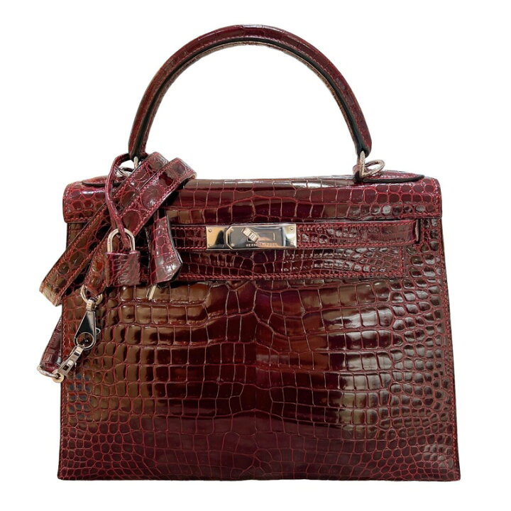 楽天市場】エルメス HERMES ケリー28 □H刻印 ブルゴージュ・シルバー 