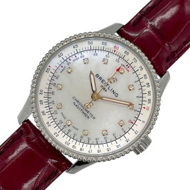 ブライトリング BREITLING ナビタイマー オートマチック35 ホワイトシェル A17395 シルバー SS/クロコベルト ユニセックス 腕時計【中古】