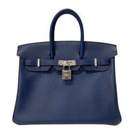 エルメス HERMES バーキン25 Y刻 ディープブルー シルバー金具 スイフト レディース ハンドバッグ【中古】