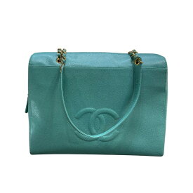 シャネル CHANEL ココマークチェーントートバッグ 5番台 ミントグリーン キャビアスキン レディース トートバッグ【中古】