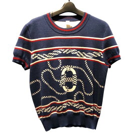 エルメス HERMES カノエ 総柄ニットTシャツ 3E2615D4 カシミア レディース 半袖Tシャツ【中古】