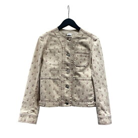 エルメス HERMES コリエドシアン総柄ノーカラージャケット 2E0254DS ベージュ コットン レディース ノーカラージャケット【中古】