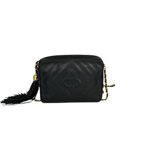 シャネル CHANEL ココマーク　フリンジショルダーバッグ ブラック ラムスキン レディース ショルダーバッグ【中古】