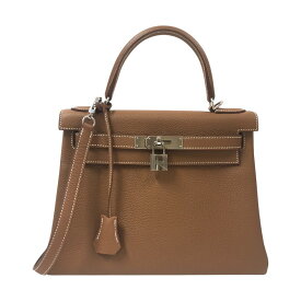エルメス HERMES ケリー28 内縫い C刻 ゴールド シルバー金具 トゴ レディース ショルダーバッグ【中古】