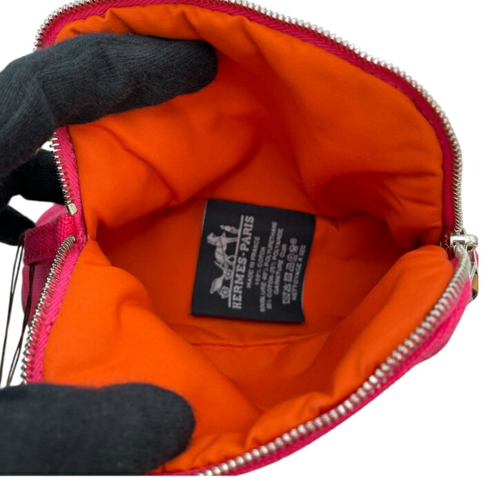 エルメス HERMES ボリードポーチ16 オレンジ SV金具 トワル レディース  