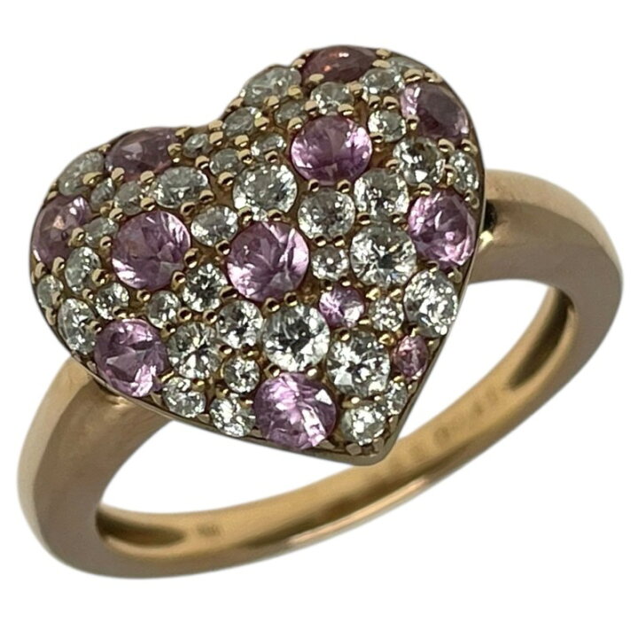 楽天市場】K18ハートモチーフ サファイア/ダイヤ リング ピンク  