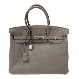 エルメス HERMES バーキン35 □P刻 エタン シルバー金具 トリヨンクレマンス レディース ハンドバッグ【中古】