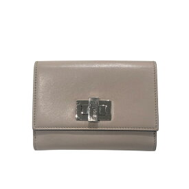 フェンディ FENDI ピーカブーミディアムウォレット 8M0359 グレー/ボルドー レザー レディース 二つ折り財布【中古】