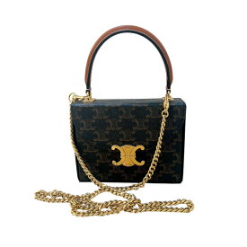 セリーヌ CELINE トリオンフボックスチェーンショルダーバッグ タン トリオンフキャンバス ユニセックス ショルダーバッグ【中古】