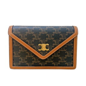 セリーヌ CELINE チェーンウォレットマーゴ 10L462 タン トリオンフキャンバス ユニセックス ショルダーバッグ【中古】