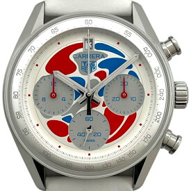 タグ・ホイヤー TAG HEUER カレラ クロノグラフ Expo2025 大阪 リミテッドエディション CBS221C.FC6619 オパーリン/レッド/ブルー SS/革ベルト 自動巻き メンズ 腕時計【中古】