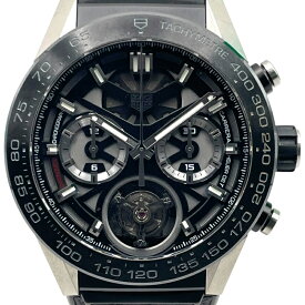 タグ・ホイヤー TAG HEUER カレラ キャリバーホイヤー02T クロノグラフ トゥールビヨン CAR5A8Y.FC6377 スケルトン チタン/セラミック 自動巻き メンズ 腕時計【中古】