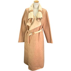 エルメス HERMES レザーベルト装飾カシミヤロングコート ベージュ キャメル レディース その他アウター【中古】