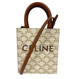 セリーヌ CELINE ミニバーティカルカバ 194372 ホワイト トリオンフキャンバス レディース ショルダーバッグ【中古】