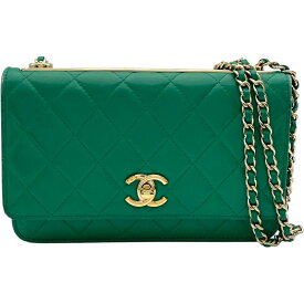 シャネル CHANEL トレンディCCチェーンウォレット A80982 30番台 グリーン GD金具 ラム レディース ショルダーバッグ【中古】